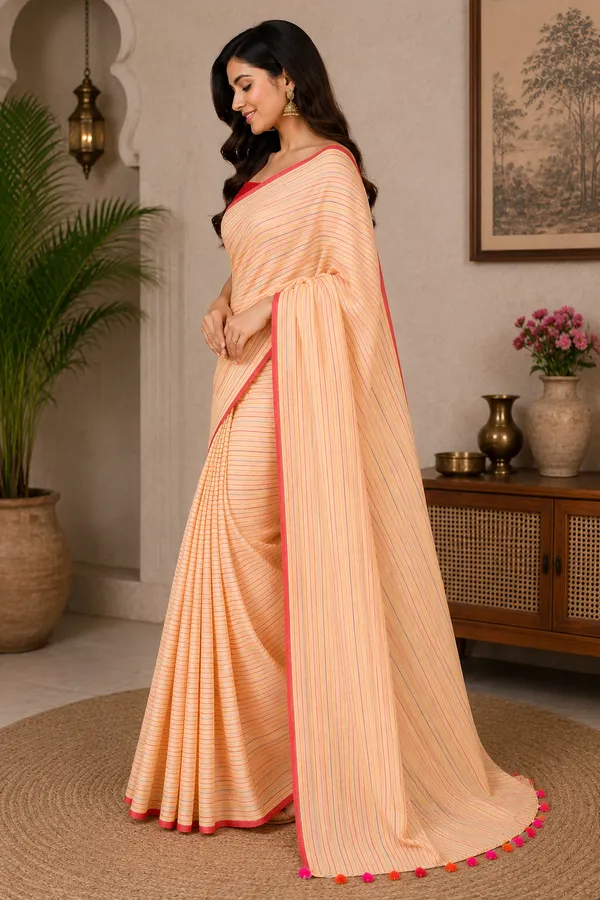 Cotton__Blend_Saree_with__Solid_Border
