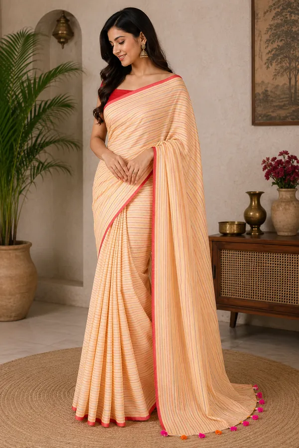 Cotton__Blend_Saree_with__Solid_Border