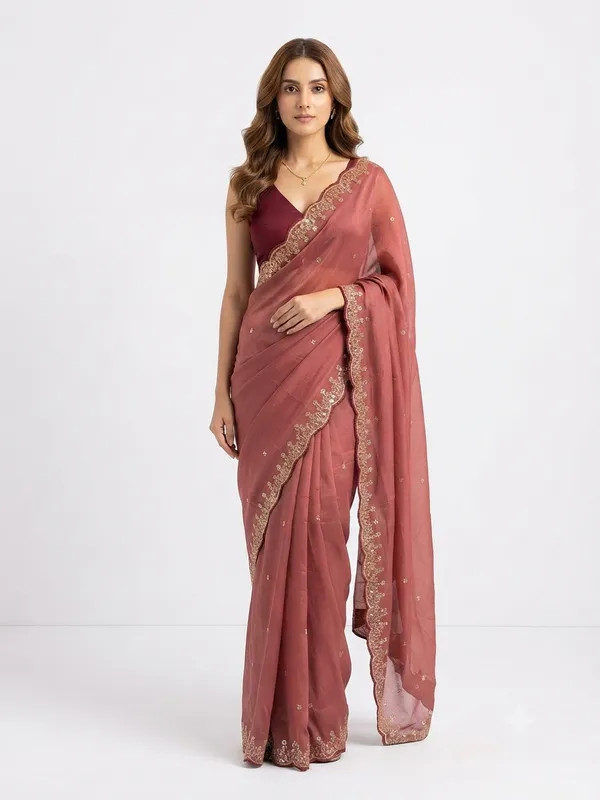 Designer_Saree_with_Delicate_Golden_Embroidered_Border_and_Subtle_Floral_Butti_Pattern_for_Women