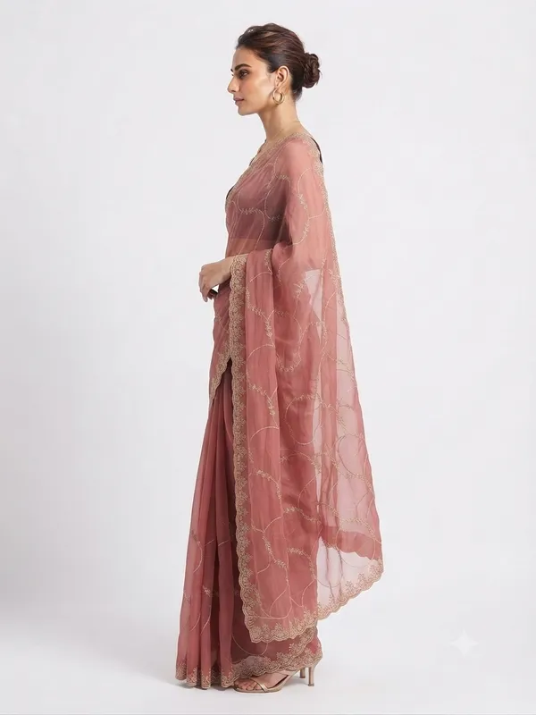 Designer_Saree_with_Delicate_Golden_Floral_Embroidered_Border_and_Intricate_Curved_Vine_Pattern_for_Women