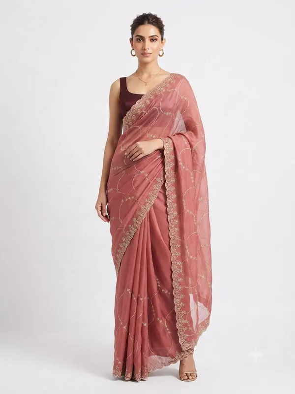 Designer_Saree_with_Delicate_Golden_Floral_Embroidered_Border_and_Intricate_Curved_Vine_Pattern_for_Women
