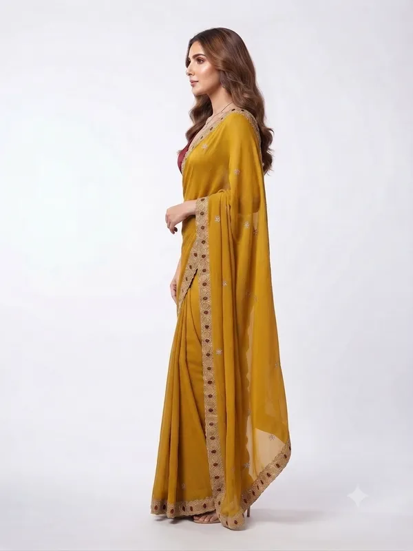 Designer_Saree_with_Intricate_Geometric_Embroidered_Border_and_Delicate_Floral_Butti_Pattern_for_Women