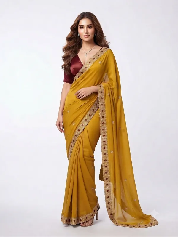 Designer_Saree_with_Intricate_Geometric_Embroidered_Border_and_Delicate_Floral_Butti_Pattern_for_Women