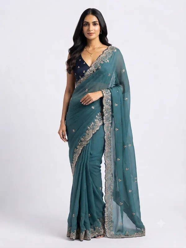 Designer_Saree_with_Intricate__Embroidered_Border_and_Delicate_Floral_Motif_Work_for_Women
