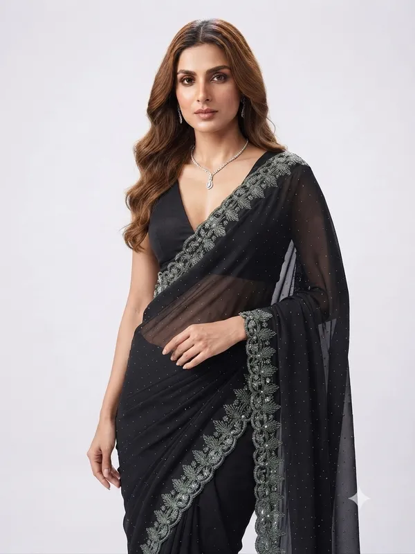 Elegant_Black_Designer_Saree_with_Delicate_Silver_Sequin_Embroidered_Border