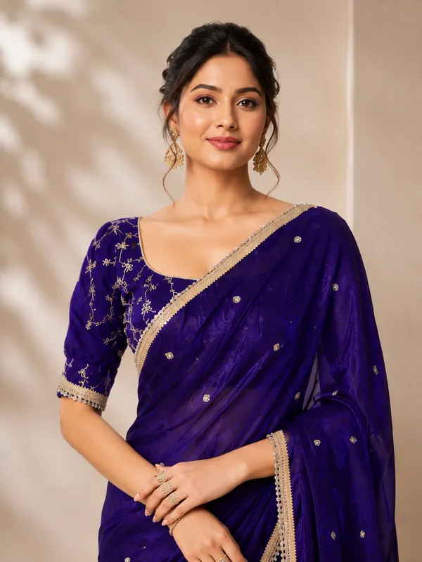 Elegant_Blue_Designer_Saree_with_Delicate_Golden_Embellished_Border