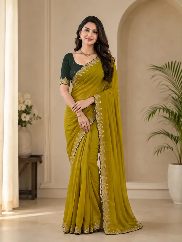 Elegant_Designer_Saree_with_Delicate_Gold_Embroidered_Border_and_Subtle_Sequin_Detailing_for_Women