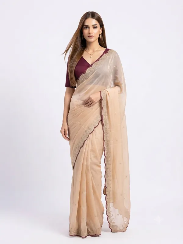 Elegant_Designer_Saree_with_Delicate_Golden_Embellished_Border_and_Subtle_Butti_Pattern_for_Women
