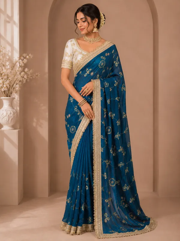 Elegant_Designer_Saree_with_Intricate_Golden_Floral_Embroidery_and_Embellished_Border_for_Women