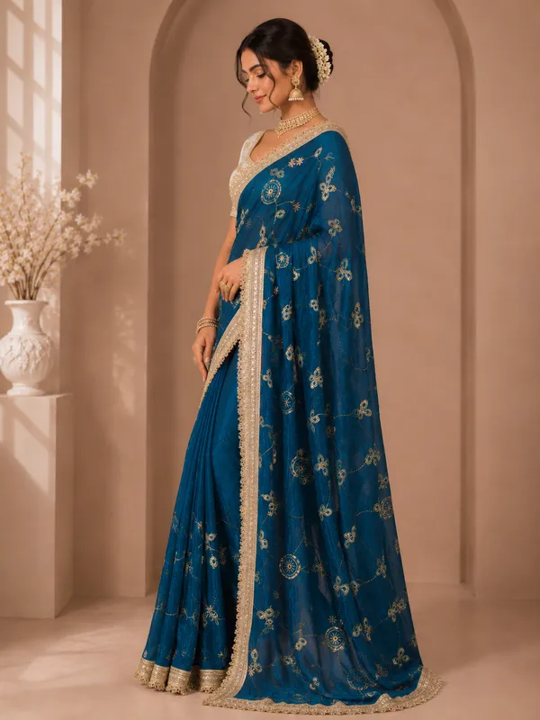 Elegant_Designer_Saree_with_Intricate_Golden_Floral_Embroidery_and_Embellished_Border_for_Women