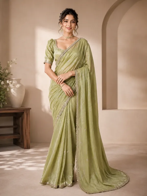 Elegant_Green_Designer_Saree_with_Delicate_Silver_Embellished_Border