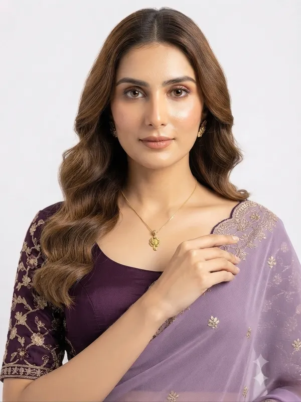 Elegant_Lavender_Designer_Saree_with_Delicate_Golden_Floral_Embroidered_Border_and_Subtle_Butti_Pattern_for_Women