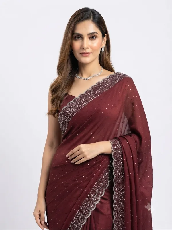 Elegant_Maroon_Designer_Saree_with_Scalloped_Embellished_Border_and_Delicate_Sequin_Work_for_Women