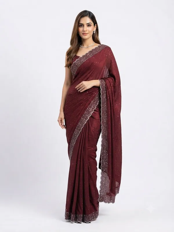 Elegant_Maroon_Designer_Saree_with_Scalloped_Embellished_Border_and_Delicate_Sequin_Work_for_Women