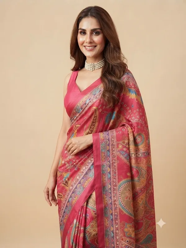 Elegant_Pink_Traditional_Ethnic_Printed_Saree_with_Embroidered_Border