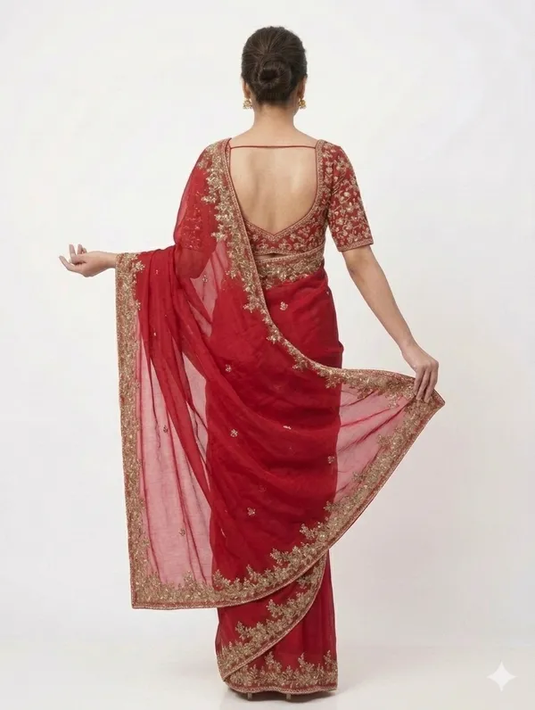 Elegant_Red_Designer_Saree_with_Intricate_Golden_Floral_Embroidered_Border_for_Women