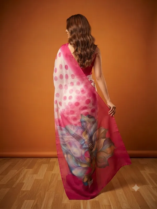 Elegant_White_and_Pink_Polka_Dot_Printed_Designer_Saree_with_Contrast_Pink_Border