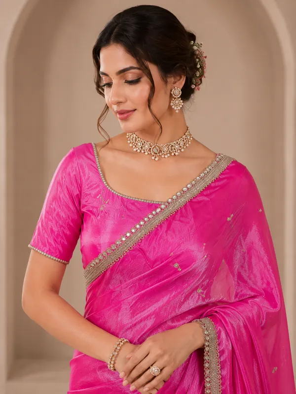 Elegant__Pink_Designer_Saree_with_Intricate_Silver_Embroidered_Border