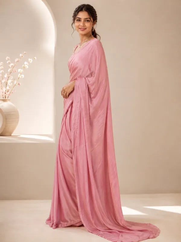 Elegant__Pink_Designer_Saree_with_Subtle_Textured_Finish_for_Women
