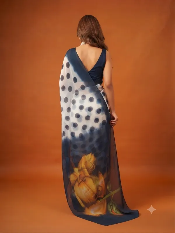 Elegant__Polka_Dot_Printed_Designer_Saree_with_Contrast_Border_and__Printed_Pallu_for_Women