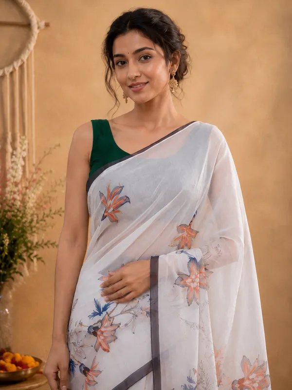 Floral_Printed_Designer_Saree_with_Elegant_Katdana_Work
