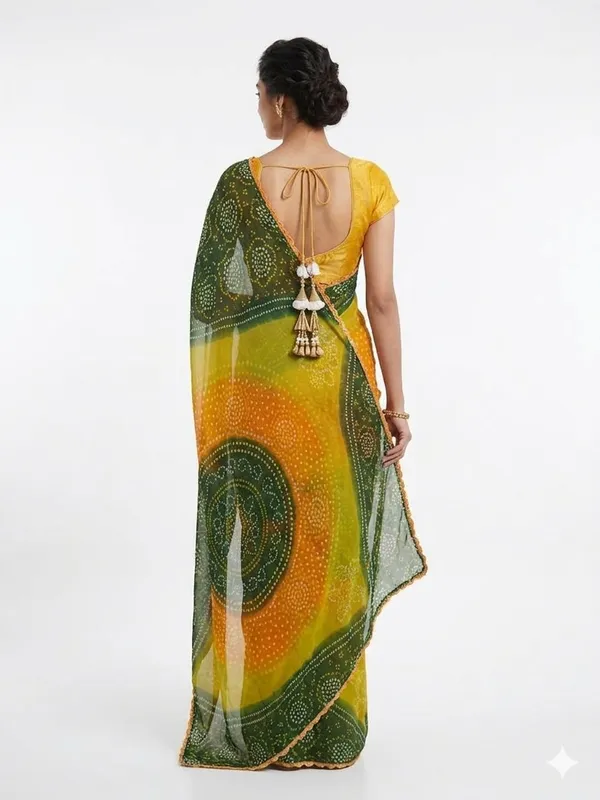 Green_Georgette_Bandhani_Printed_Saree