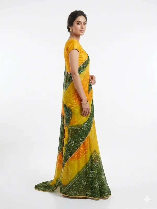 Green_Georgette_Bandhani_Printed_Saree