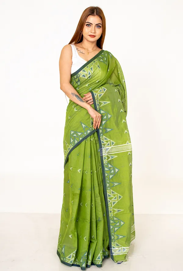Green_handloom_Geometric_Print__Saree