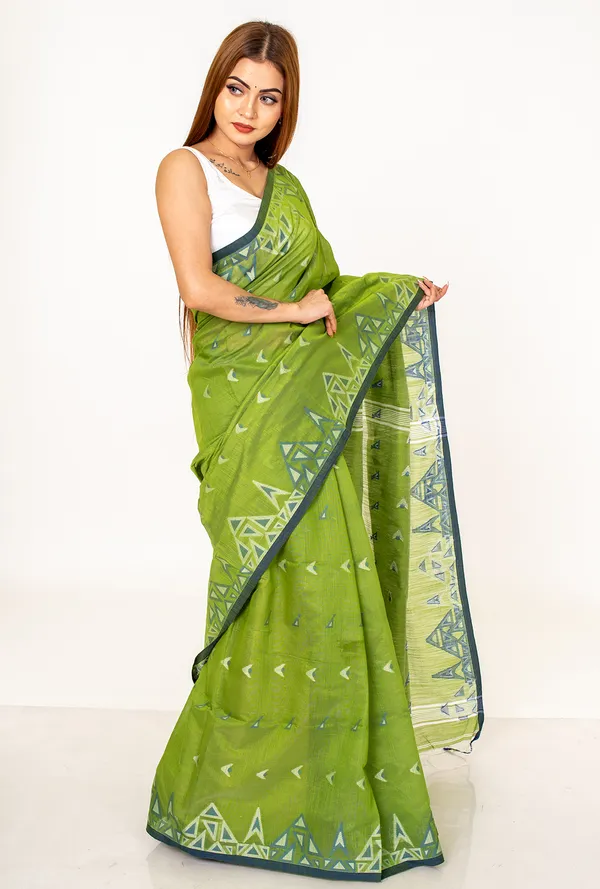 Green_handloom_Geometric_Print__Saree