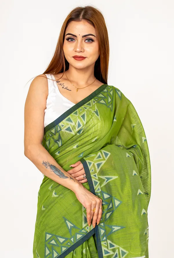 Green_handloom_Geometric_Print__Saree