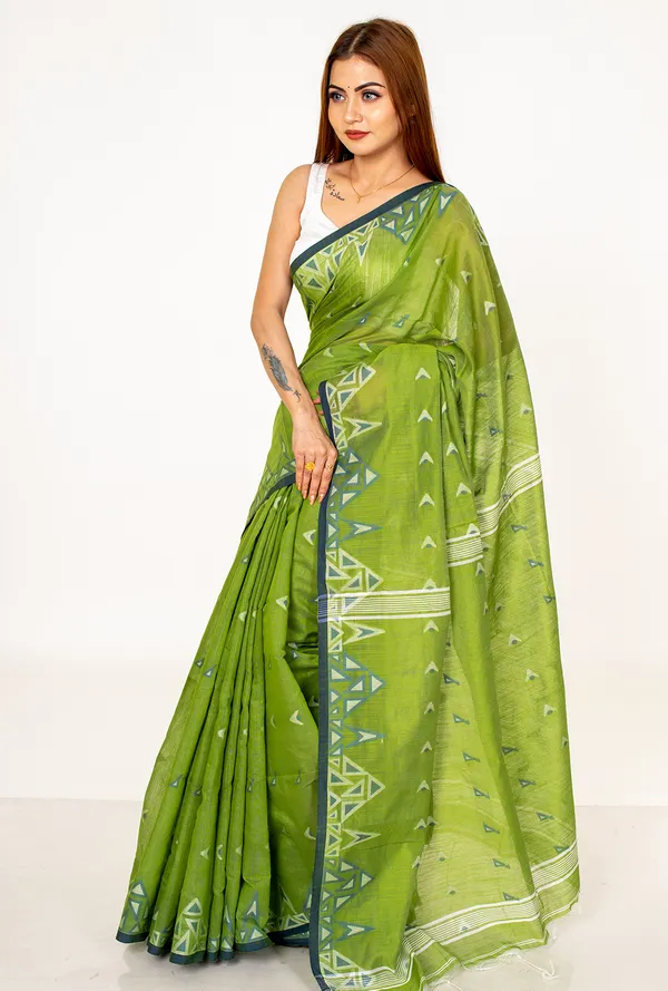 Green_handloom_Geometric_Print__Saree