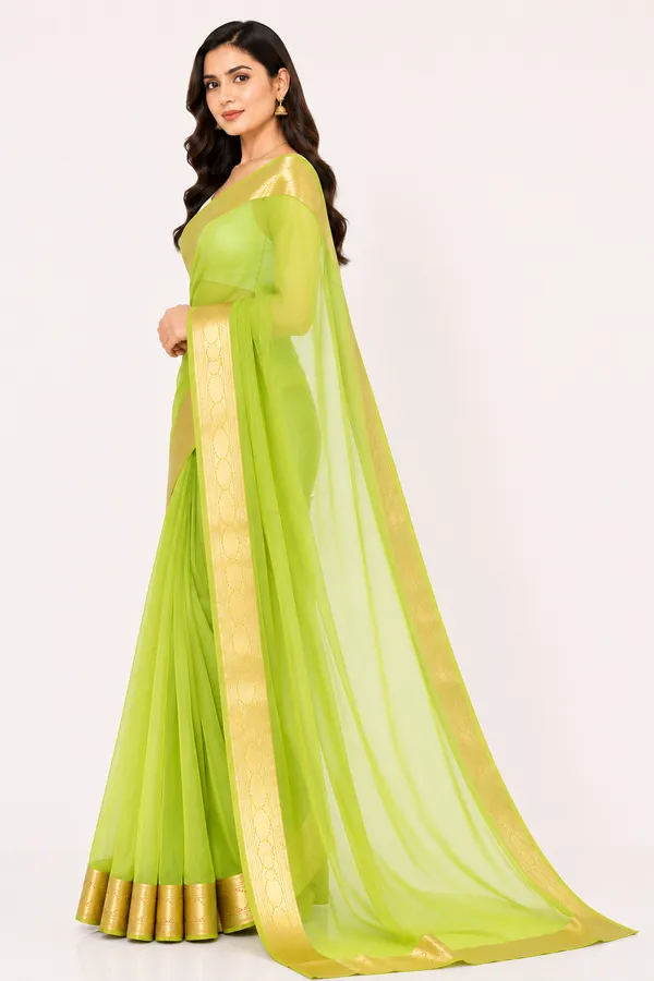 Lime_green_organza_tissue_sari_with_gold_zari_border