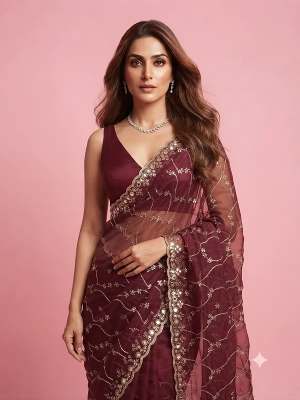 Maroon_Designer_Saree_with_Intricate_Sequin_Embroidery_and_Scalloped_Embellished_Border_for_Women