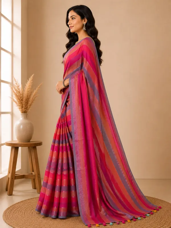 Multicolour_striped_mul_cotton_saree