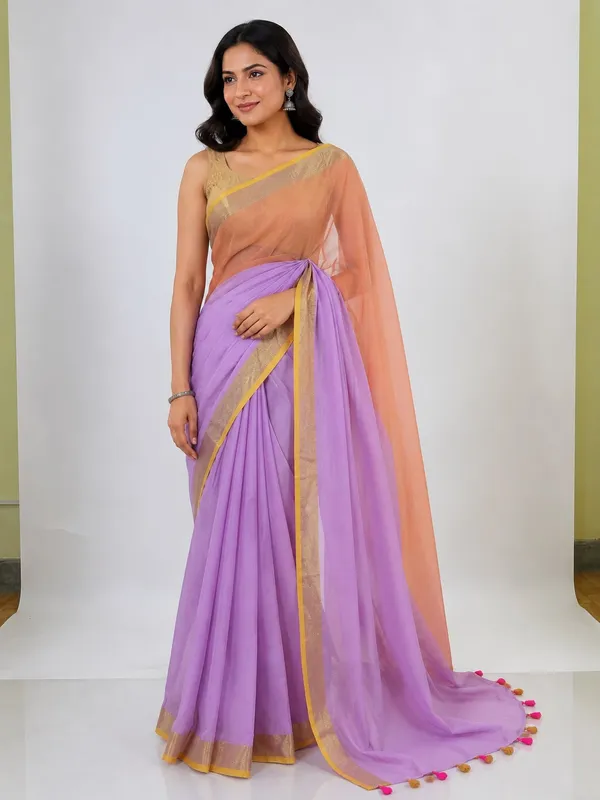 Peach_and_lavender_mul_cotton_saree