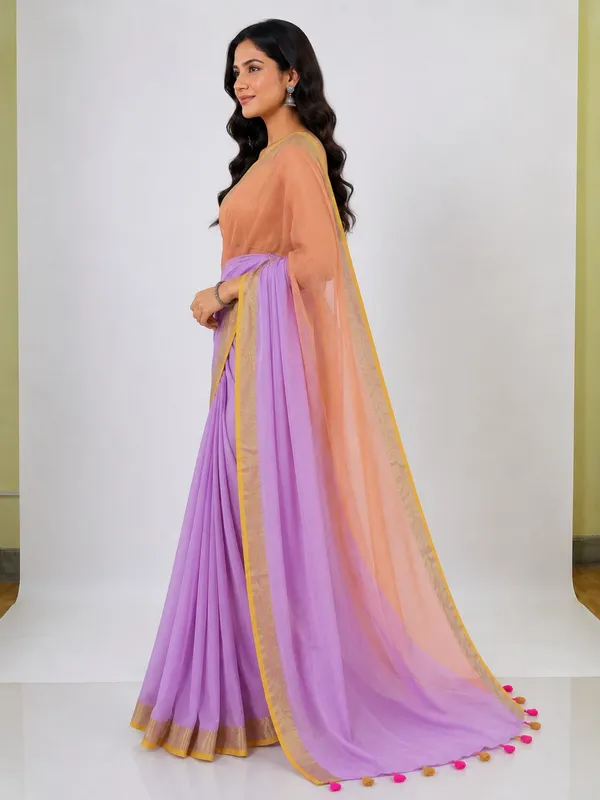 Peach_and_lavender_mul_cotton_saree
