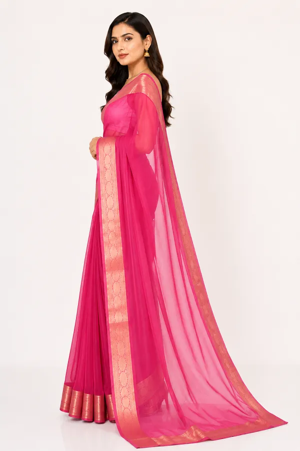 Pink_organza_tissue_saree_with_gold_zari_border