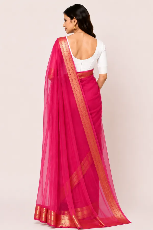 Pink_organza_tissue_saree_with_gold_zari_border