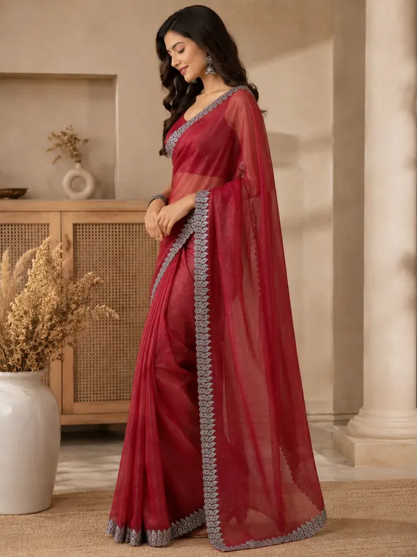 Red_Stylish_Designer_Saree_with_Beautiful_Swarovski_Work