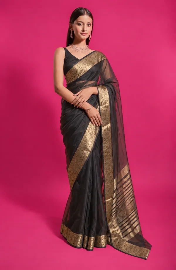 Trendy_Black_Organza_Saree