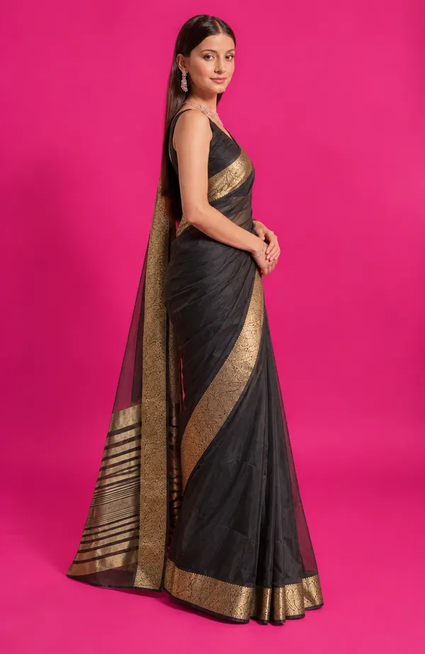 Trendy_Black_Organza_Saree