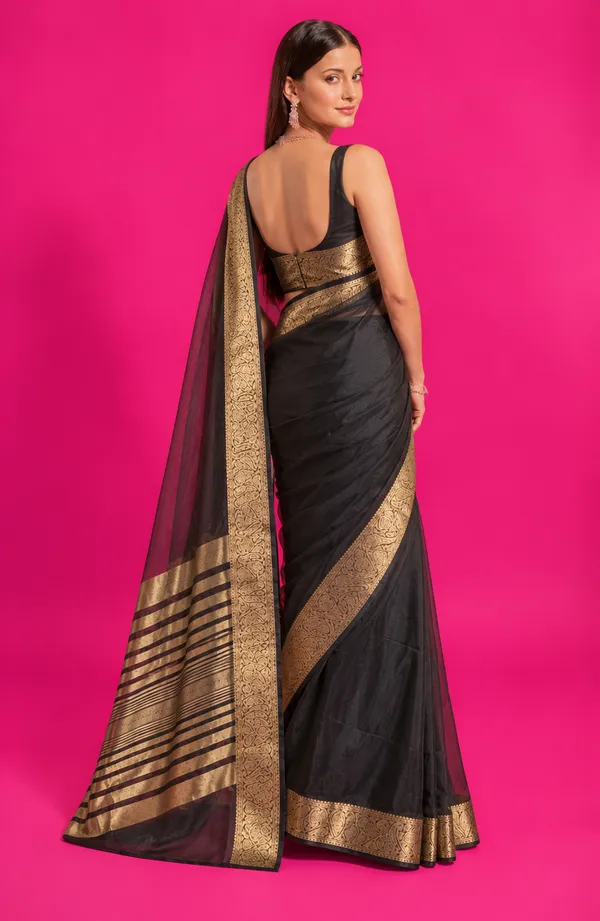 Trendy_Black_Organza_Saree