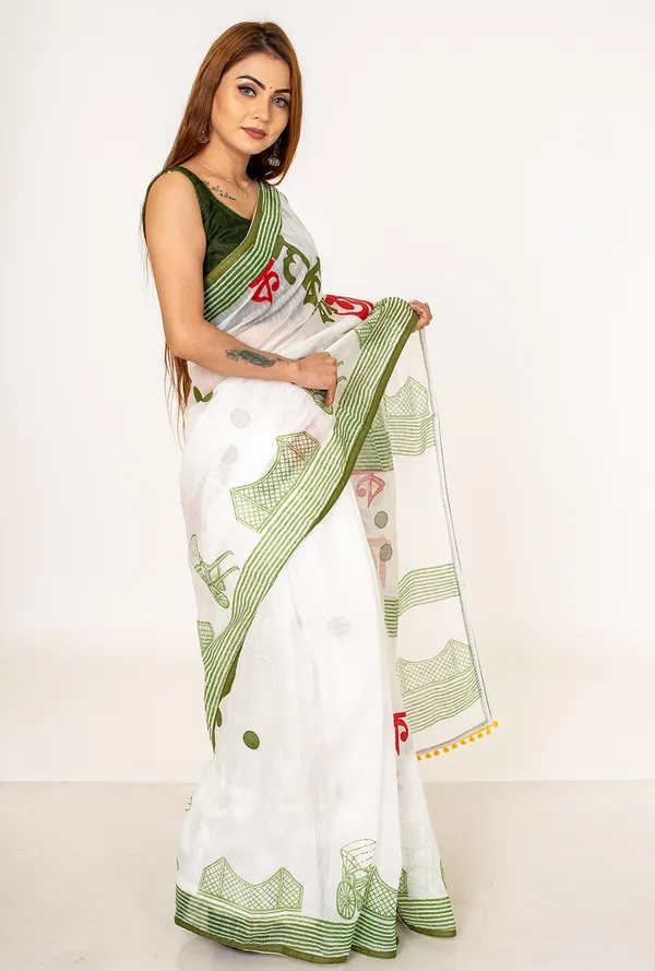 White_Cotton_Saree_with_Bengali_Letter_Print