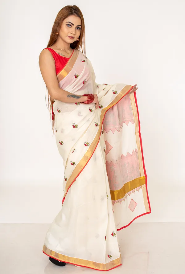 White_Embroidered_Cotton_Saree_with_Red_Printed_Pallu