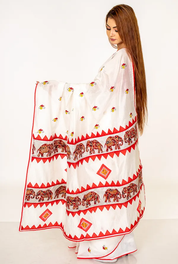 White_Embroidered_Cotton__blend__Saree_with_Red_Border