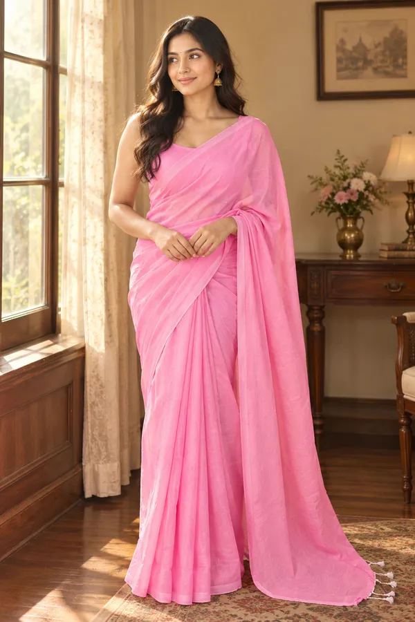 Pink__cotton_blend_saree_with_beautiful_tassels_details