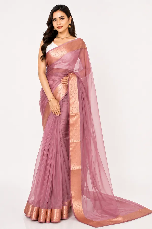 mauve_organza_saree_with_gold_zari_border