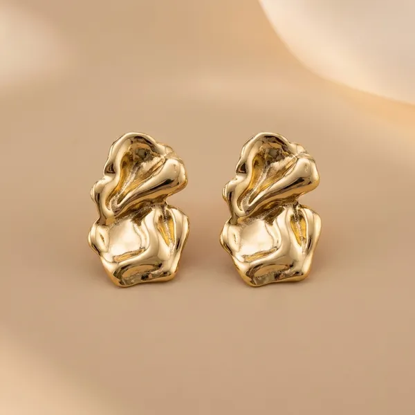 RAVUNE_Molten_Sculpt_Gold_Stainless_Steel_Anti-Tarnish_Earring_Stud_for_Women
