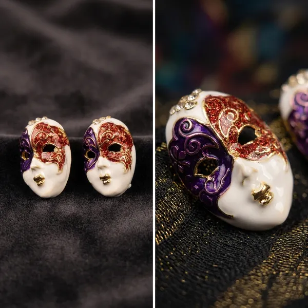 RAVUNE_Masquerade_Mask__Gold_Stainless_Steel_Anti-Tarnish_Earring_for_Women