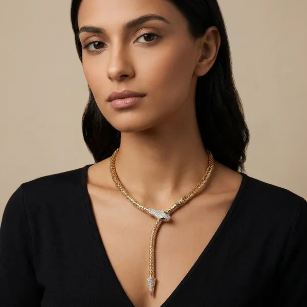 RAVUNE_Serpent_Collar_Gold_Stainless_Steel_Anti-Tarnish_Necklace___for_Women